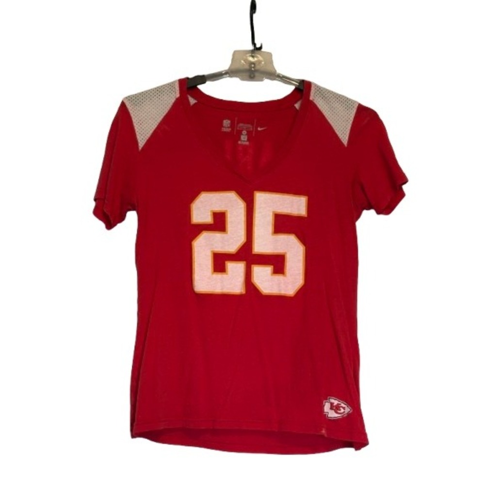 Nike NFL Kansas City Chiefs Jamaal Charles 25 Red V-Neck T-Shirt Womens Medium